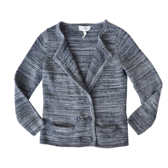 Isabel Marant Étoile Marled Black Gray Merino Wool Structured Cardigan Sweater - Picture 5 of 11